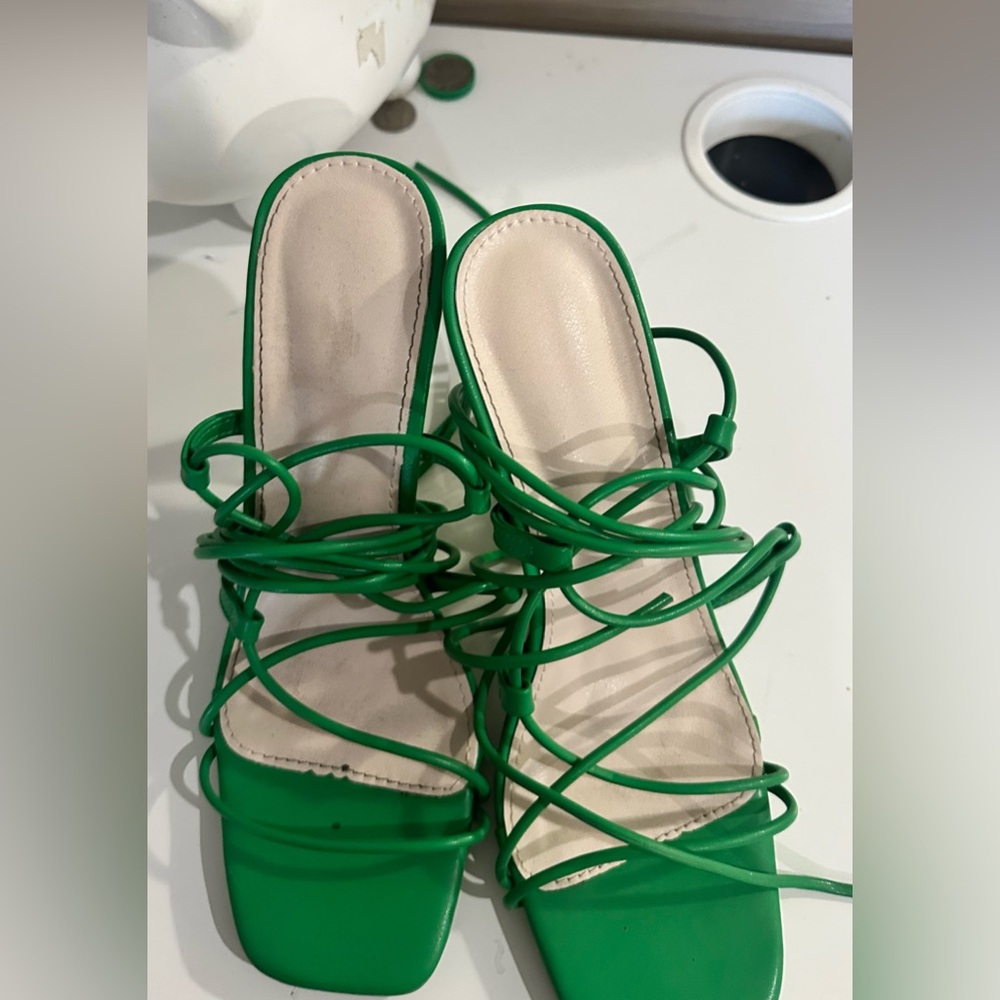 Green Strappy Women's Sandals